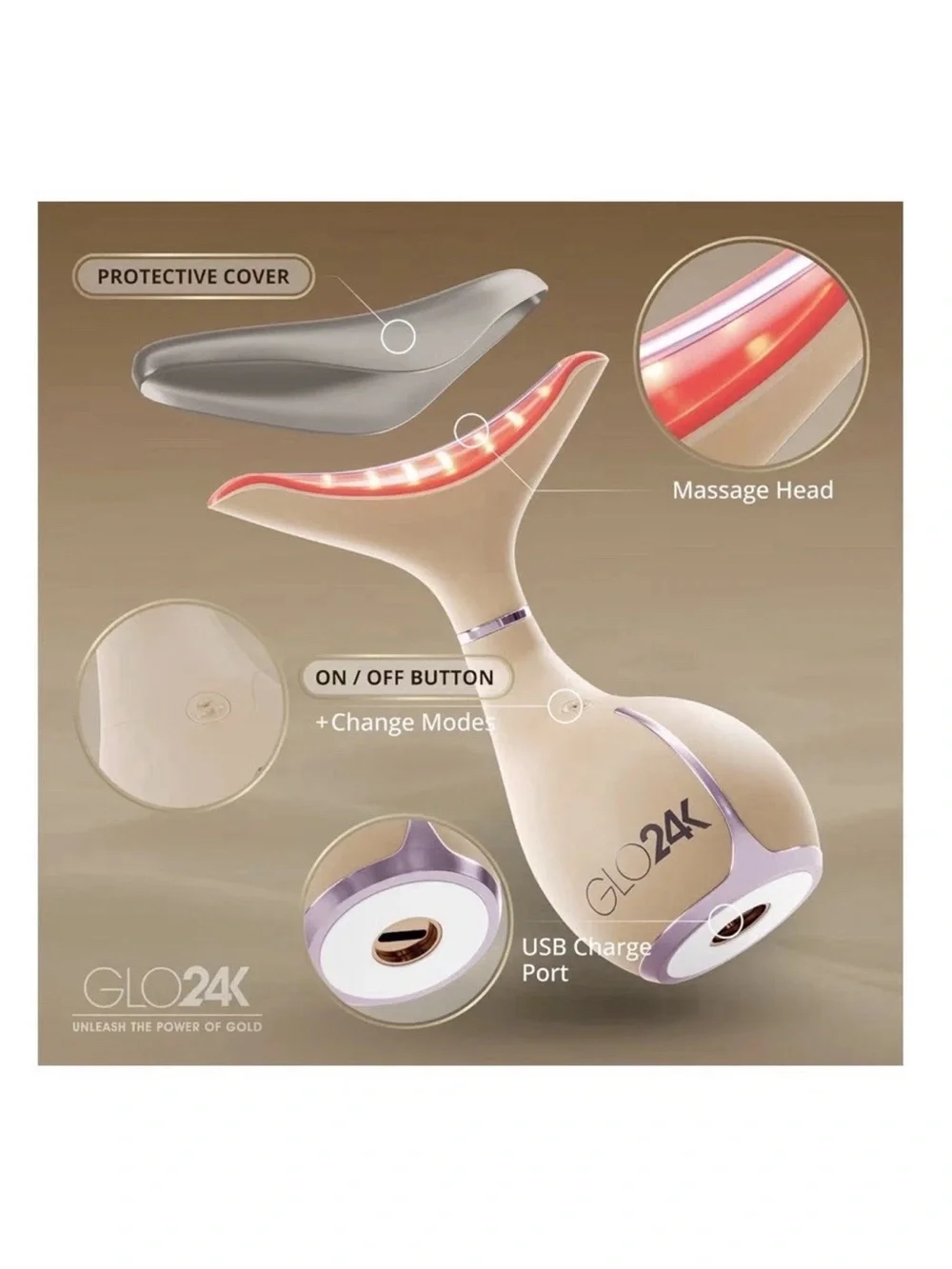 Rose Gold Neck & Face Massager with LED Therapy
